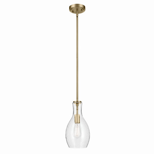 Everly One Light Pendant in Natural Brass