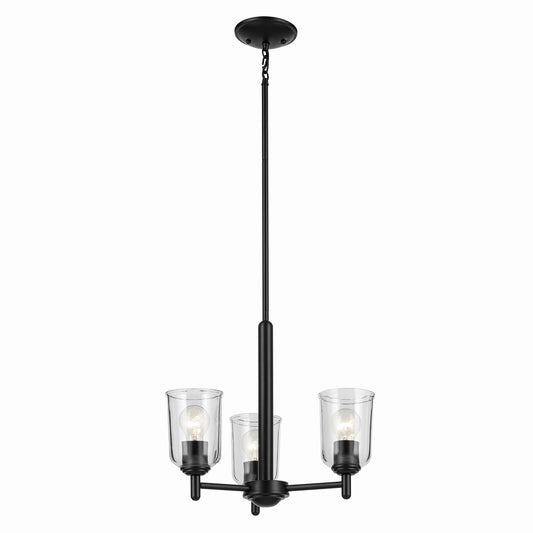 Shailene Three Light Mini Chandelier in Black