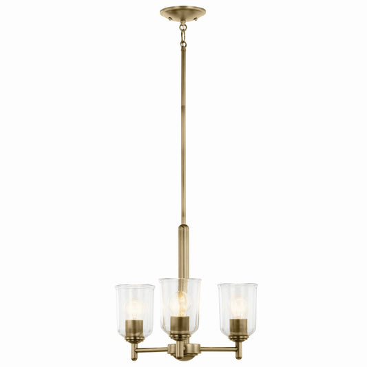 Shailene Three Light Mini Chandelier in Natural Brass