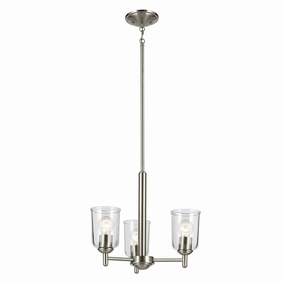 Shailene Three Light Mini Chandelier in Brushed Nickel