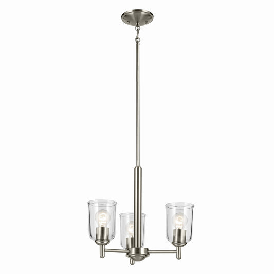 Shailene Three Light Mini Chandelier in Brushed Nickel