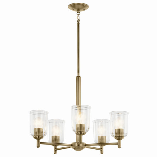 Shailene Five Light Chandelier in Natural Brass