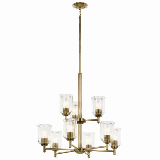 Shailene Nine Light Chandelier in Natural Brass