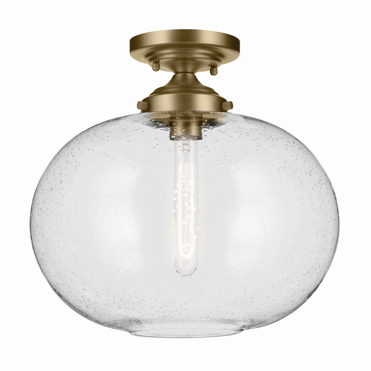 Avery One Light Semi Flush Mount in Natural Brass