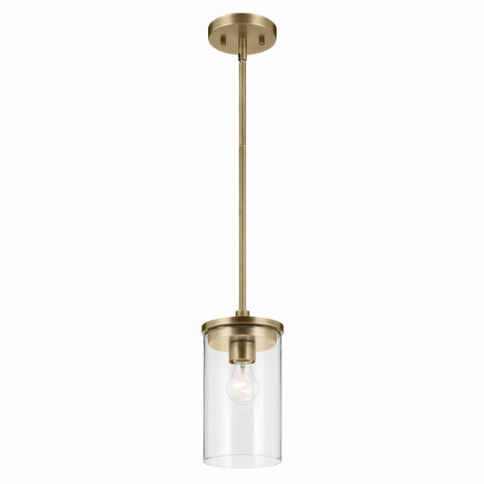 Crosby One Light Mini Pendant in Natural Brass