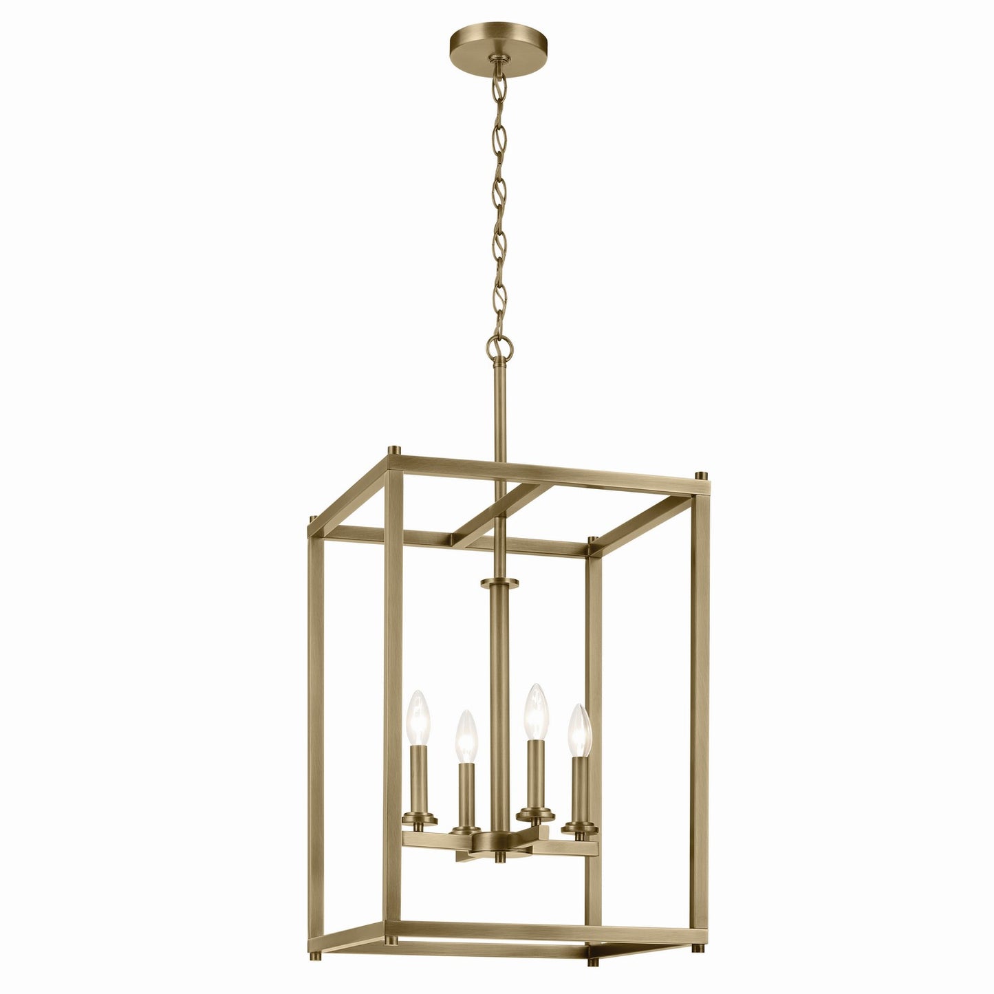 Crosby Four Light Foyer Pendant in Natural Brass