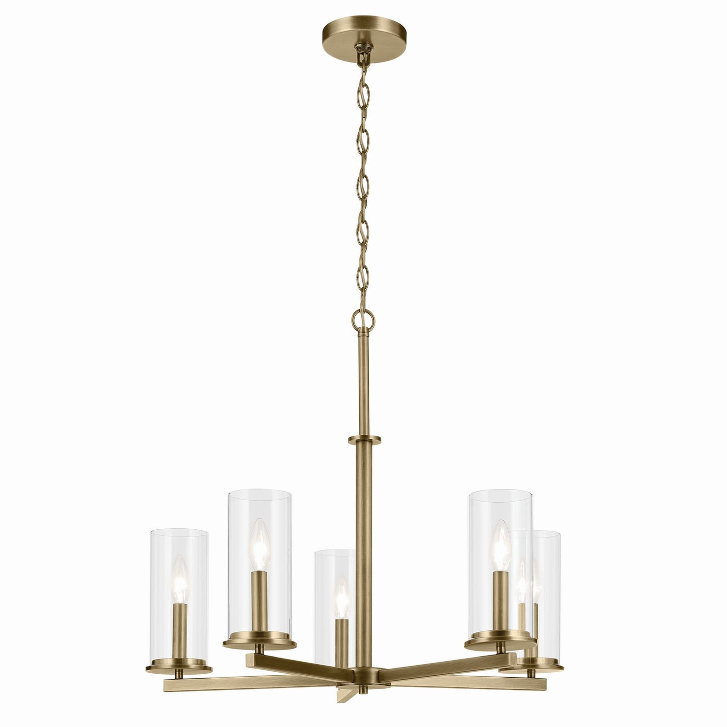 Crosby Five Light Chandelier in Natural Brass