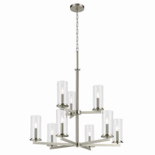 Crosby Nine Light Chandelier in Brushed Nickel