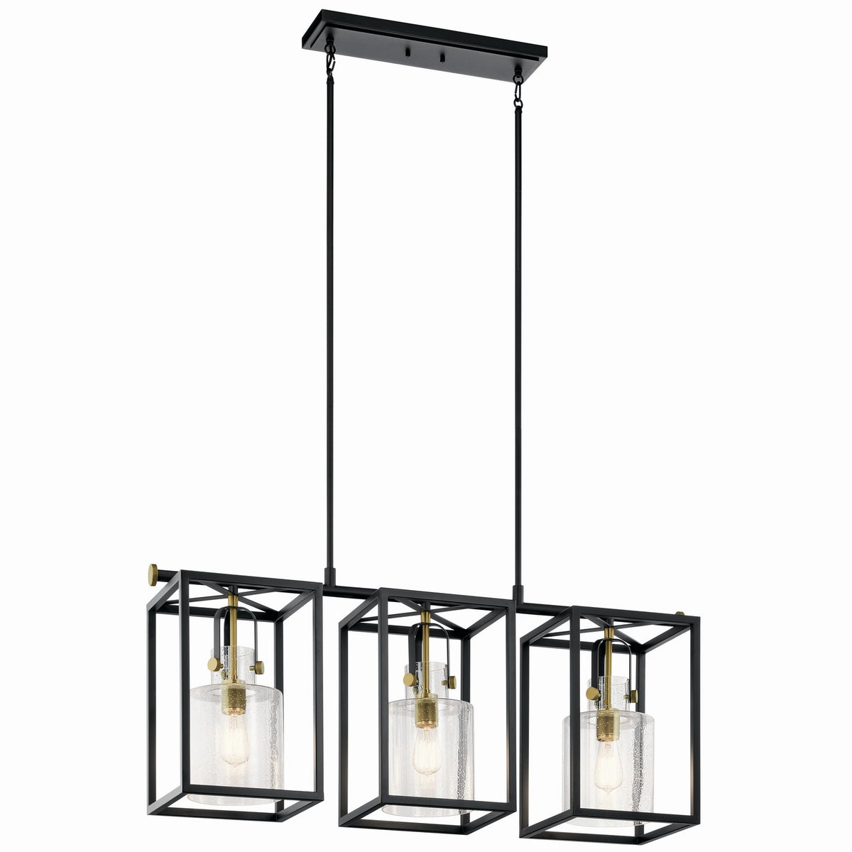 Kitner Three Light Linear Chandelier in Natural Brass