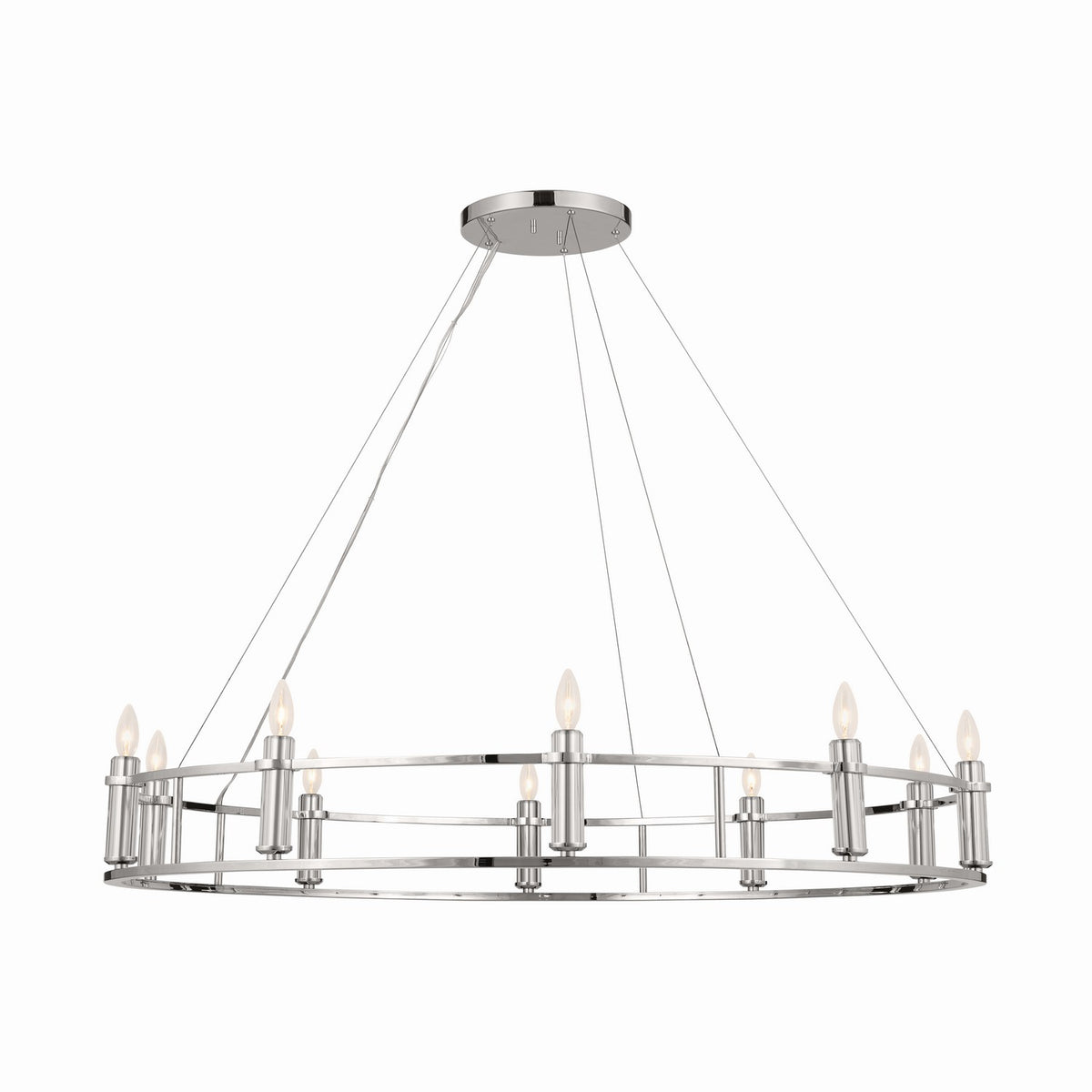 Rosalind Ten Light Chandelier in Polished Nickel