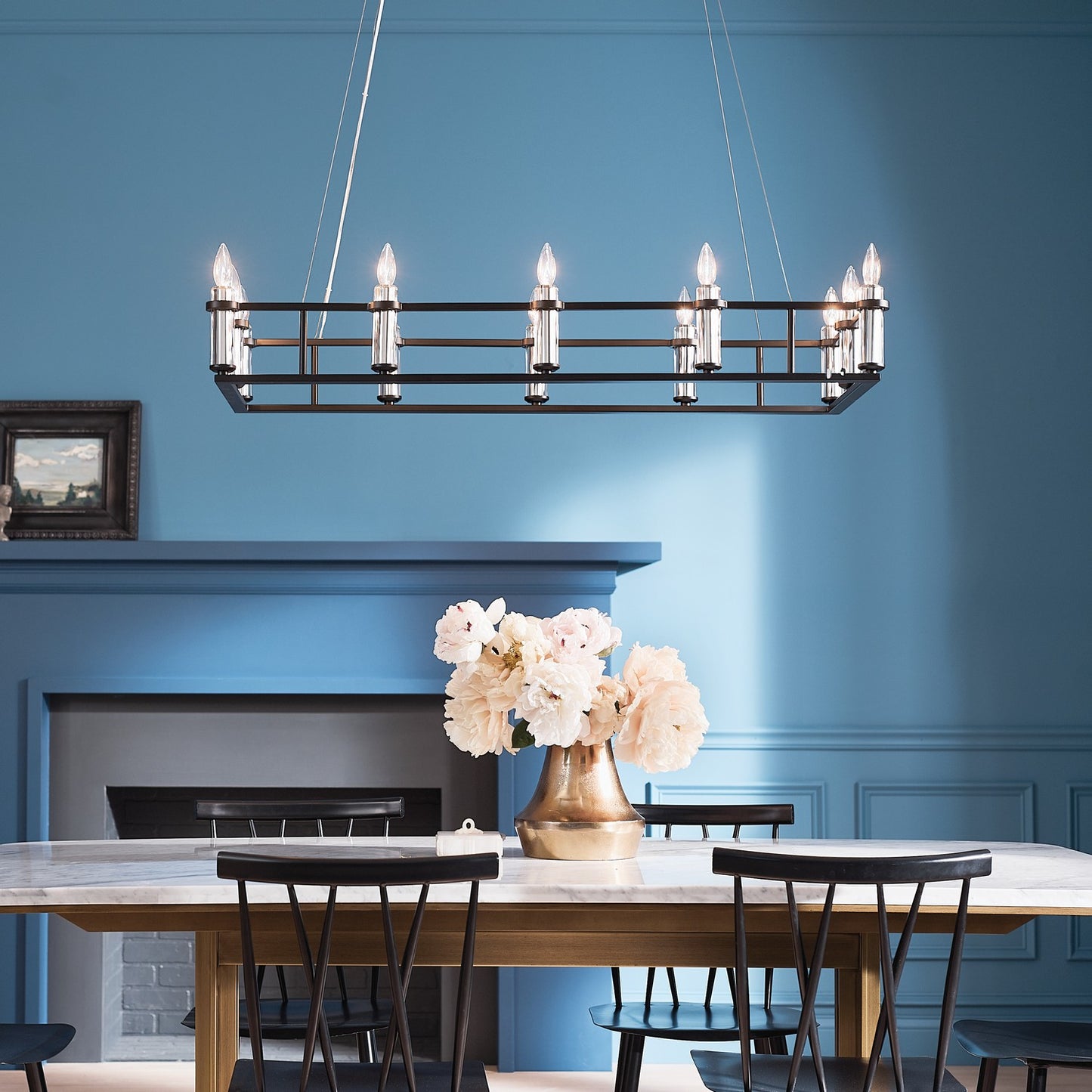 Rosalind 12 Light Linear Chandelier in Black