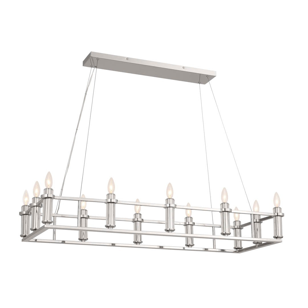 Rosalind 12 Light Linear Chandelier in Polished Nickel