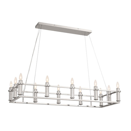 Rosalind 12 Light Linear Chandelier in Polished Nickel