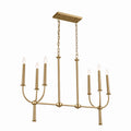 Florence Six Light Linear Chandelier in Brushed Natural Brass
