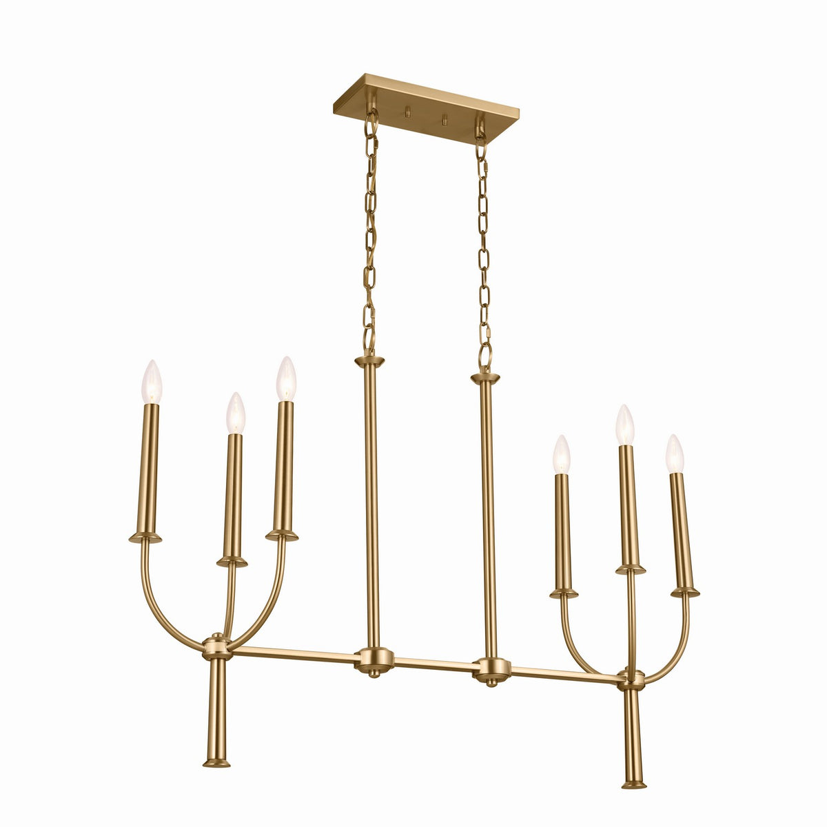 Florence Six Light Linear Chandelier in Brushed Natural Brass