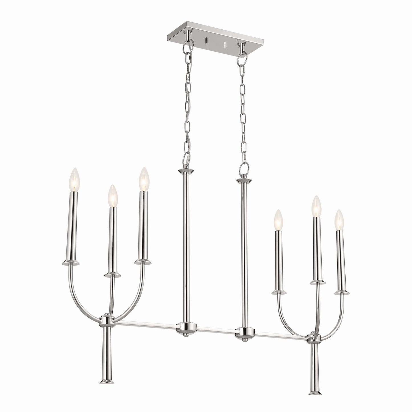Florence Six Light Linear Chandelier in Polished Nickel