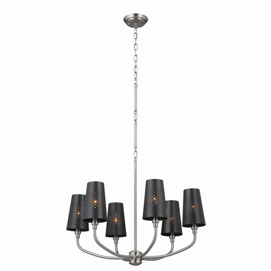 Adeena Six Light Chandelier in Classic Pewter
