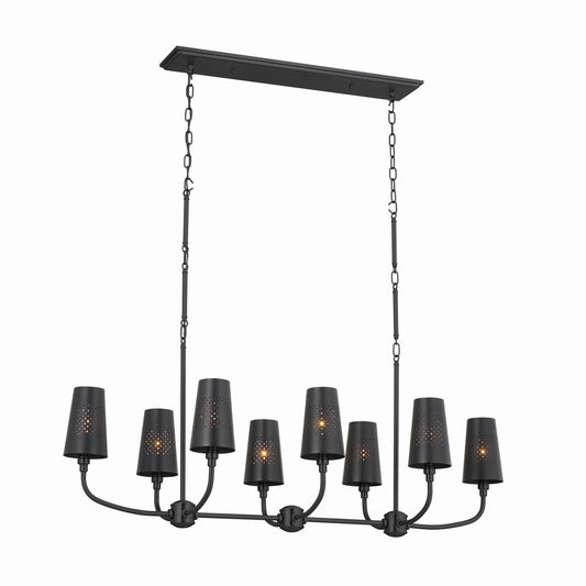 Adeena Eight Light Linear Chandelier in Black