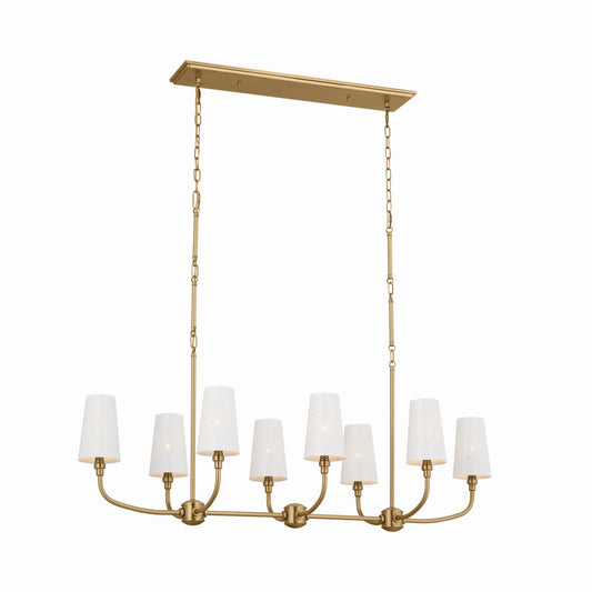 Adeena Eight Light Linear Chandelier in Brushed Natural Brass