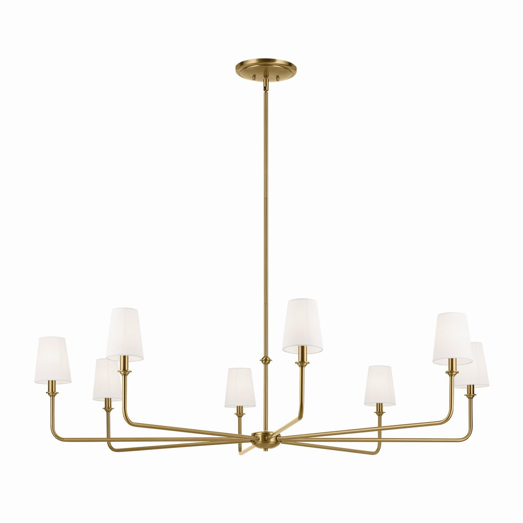 Pallas Eight Light Chandelier in Brushed Natural Brass