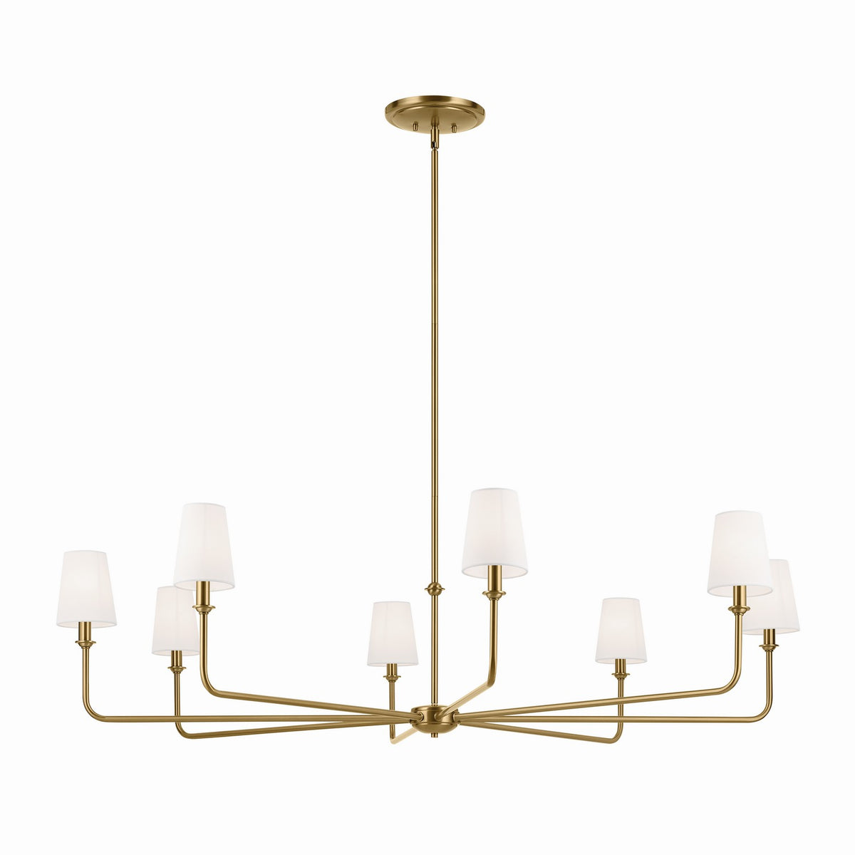 Pallas Eight Light Chandelier in Brushed Natural Brass