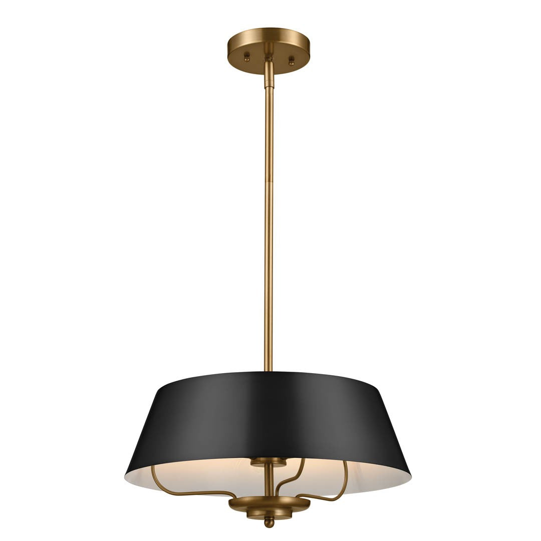 Luella Three Light Pendant/Semi Flush in Black
