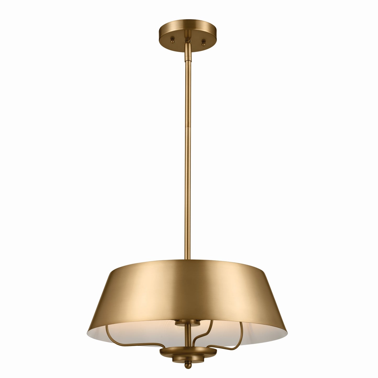 Luella Three Light Pendant/Semi Flush in Brushed Natural Brass