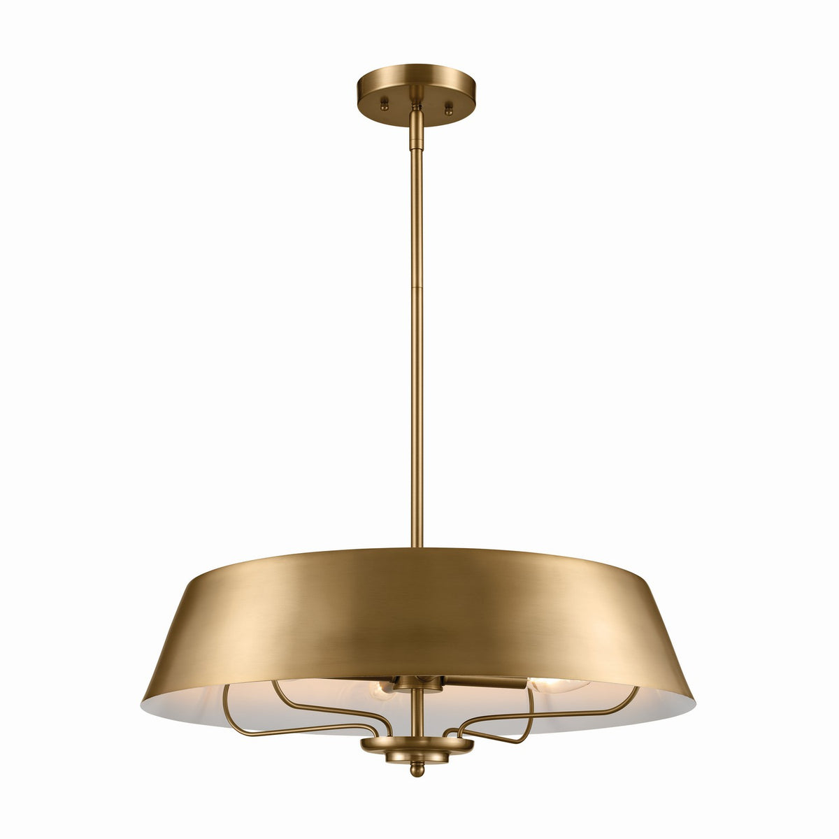 Luella Four Light Pendant/Semi Flush in Brushed Natural Brass