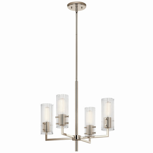 Velestino Four Light Chandelier in Polished Nickel