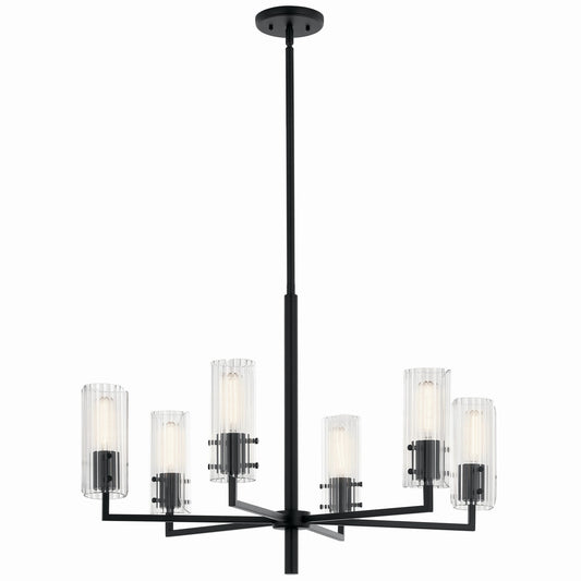 Velestino Six Light Chandelier in Black
