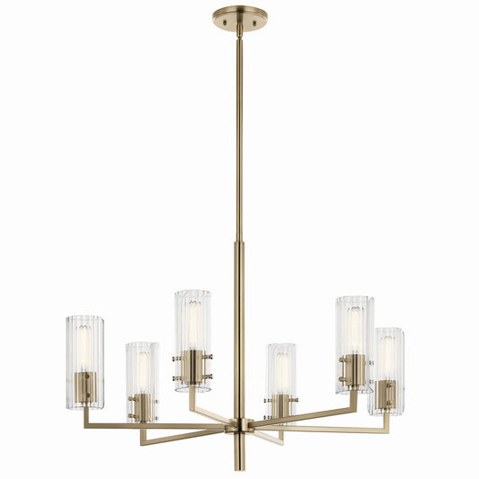 Velestino Six Light Chandelier in Champagne Bronze