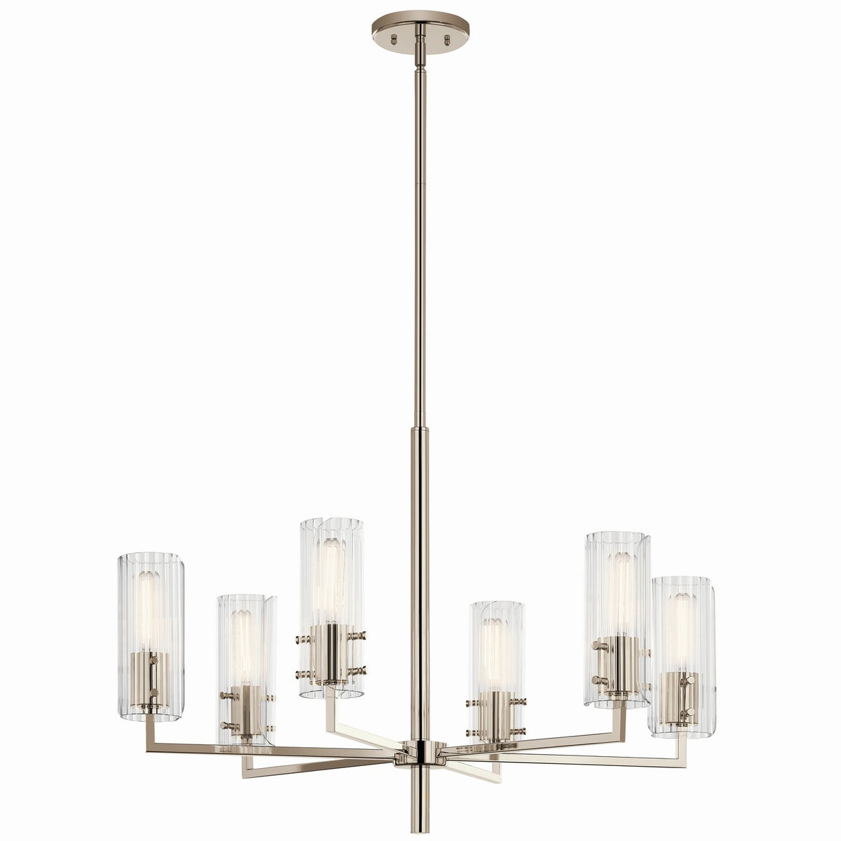 Velestino Six Light Chandelier in Polished Nickel