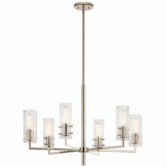 Velestino Six Light Chandelier in Polished Nickel