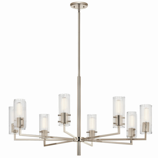Velestino Eight Light Chandelier in Polished Nickel