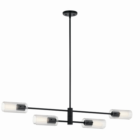Velestino Four Light Linear Chandelier in Black