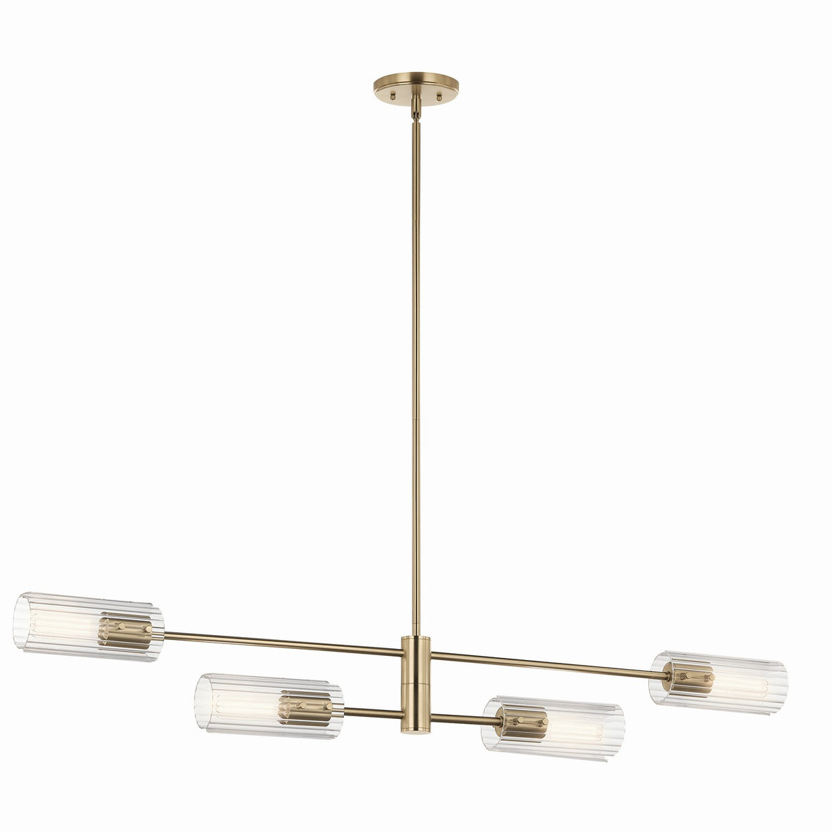 Velestino Four Light Linear Chandelier in Champagne Bronze