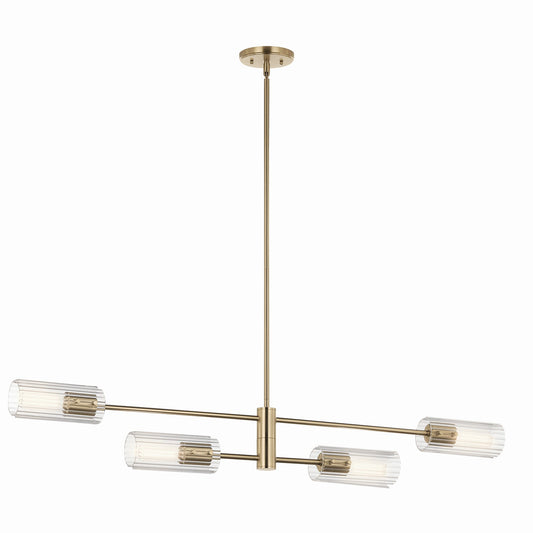 Velestino Four Light Linear Chandelier in Champagne Bronze