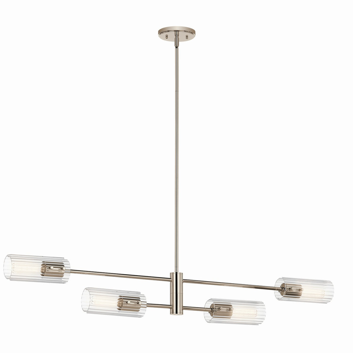 Velestino Four Light Linear Chandelier in Polished Nickel
