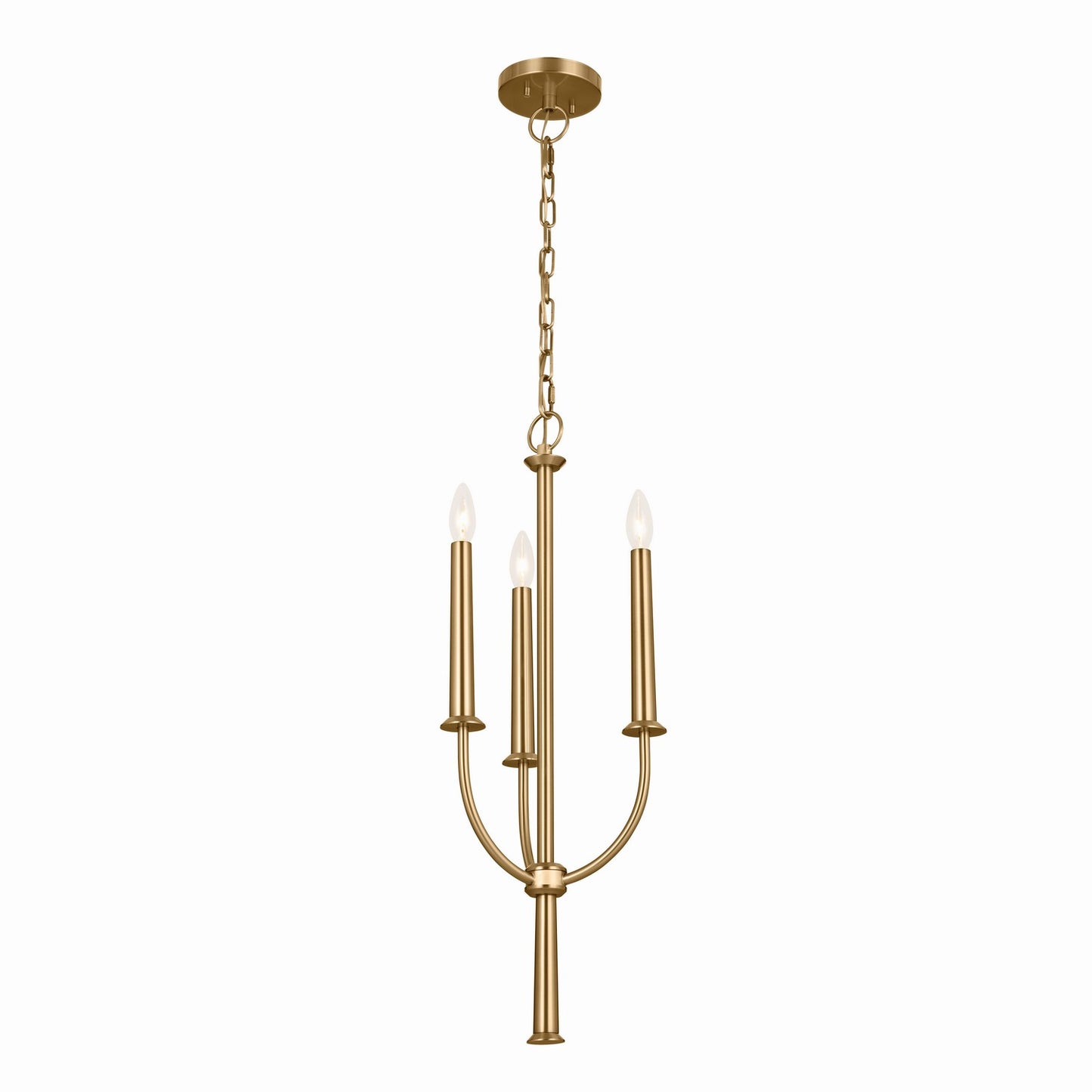 Florence Three Light Mini Chandelier in Brushed Natural Brass
