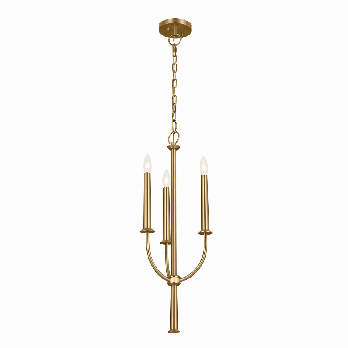 Florence Three Light Mini Chandelier in Brushed Natural Brass
