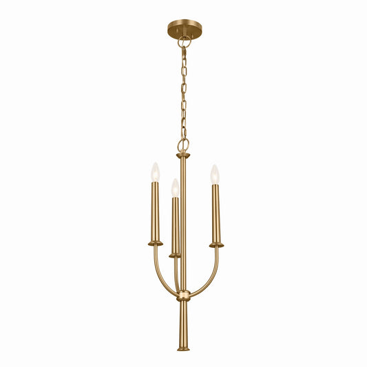 Florence Three Light Mini Chandelier in Brushed Natural Brass