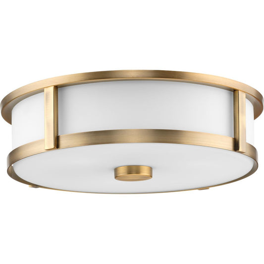 Gilliam Three Light Flushmount in Vintage Brass