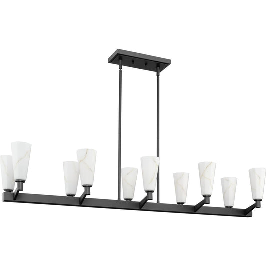 Tosca Ten Light Linear Chandelier in Matte Black