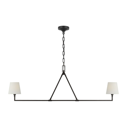 Perth Two Light Linear Chandelier in Aged Iron
