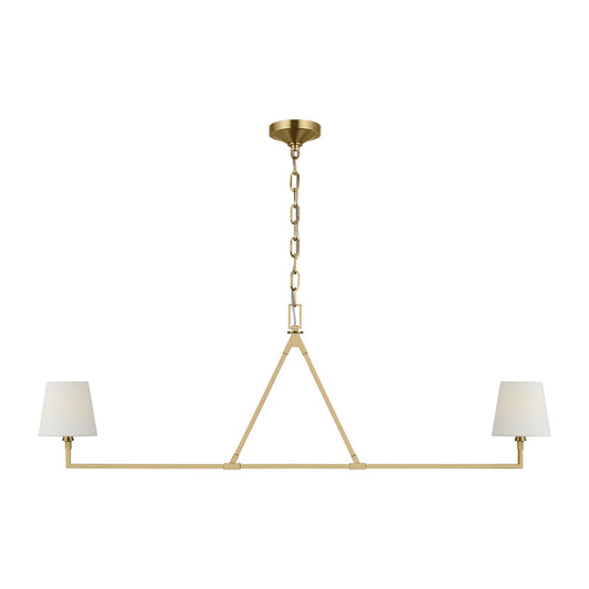 Perth Two Light Linear Chandelier in Burnished Brass