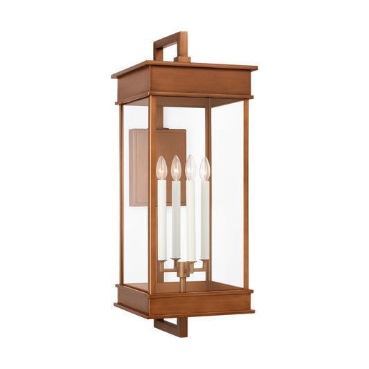 Cupertino Four Light Wall Lantern in Natural Copper