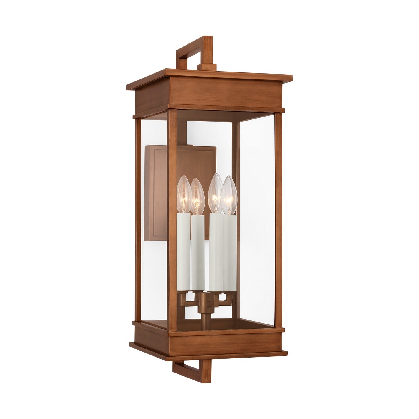 Cupertino Four Light Wall Lantern in Natural Copper