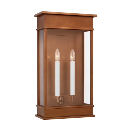 Cupertino Two Light Wall Lantern in Natural Copper