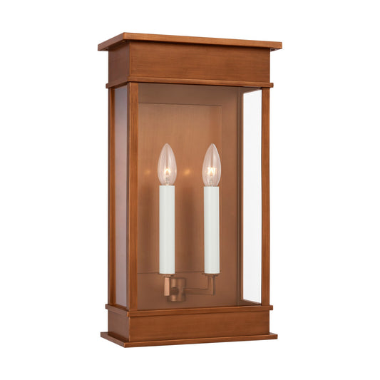 Cupertino Two Light Wall Lantern in Natural Copper