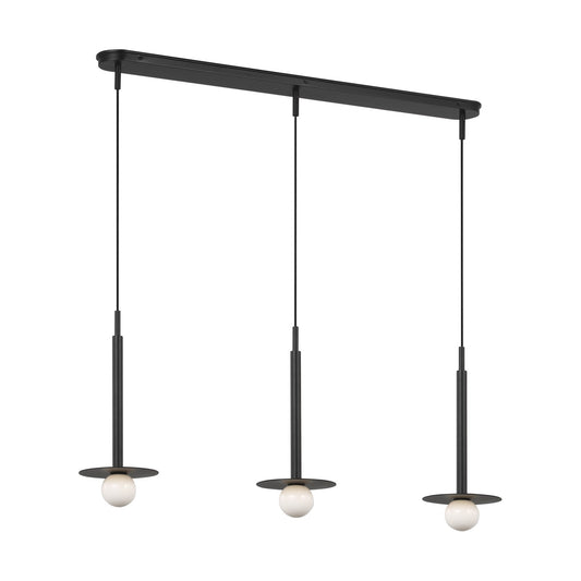 Nodes Three Light Linear Pendant in Midnight Black